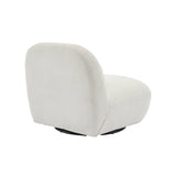 sweeek - Fauteuil pivotant 360° en Bouclette texturée Blanc crème. piètement en métal Noir Mat - Spino