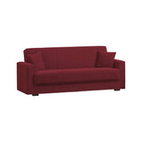 Dmora - Canapé lit 3 places Pinto, Canapé-lit conteneur linéaire, Canapé de salon en tissu rembourré avec ouverture clic-clac, 212x80h87 cm, Rouge