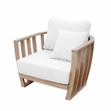 Loberon Fauteuil FSC-100% Vézère, Finition Discrète Blanche Délavée Blanche, Coussins Confortables, Déhoussables & Lavables, Mobilier de Jardin, Fauteuil d'extérieur, FSC, Bois d'acacia et Fibre