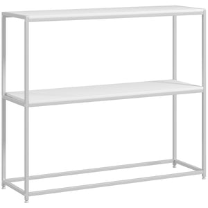 HOMCOM Table Console, Table d'entrée, Cadre en Acier, 2 étagères, Design Moderne, pour Salon, entrée, Couloir, 100 x 30 x 87 cm, Blanc