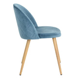 WV LeisureMaster Chaise de Salle à Manger avec Tissu Ergonomique rembourré en Velours sans accoudoirs avec Pieds en métal Chaise d'appoint de Style scandinave Chaise d'invité (Bleu-4PCS)