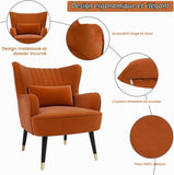 Vesgantti Fauteuil en Velours, Fauteuil à Oreilles pour Salon - Orange