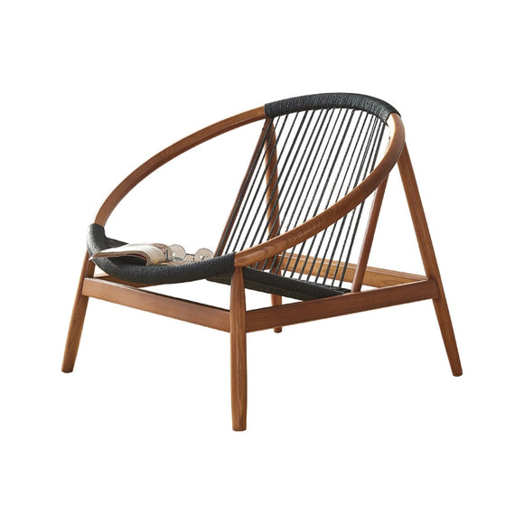 Fauteuil d'appoint en rotin Canapé en bois, chaise de loisirs tissée en corde de chanvre, fauteuil inclinable simple for balcon, chaise longue for patio, jardin et terrasse, élégant et confortable Fau