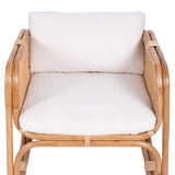 Casa Moro BIMA CF2221 Fauteuil en rotin avec 2 coussins et accoudoirs extra large en rotin naturel | Chaise rétro bohème chic pour jardin, terrasse, salle à manger