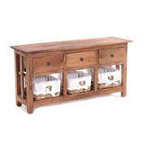 DESIGN DELIGHTS Commode Naturelle Rattan | 98 cm, Bois dacajou, avec paniers et tiroirs en rotin | Commode en Bois, Sideboard Vintage, bahut