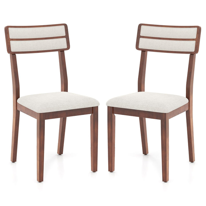 COSTWAY Chaise Salle a Manger Lot de 2, Chaises Hautes avec Dossier Haut, Siège Rembourré, Pieds en Bois de Caoutchouc, Fauteuil Salle a Manger sans Accoudoirs, Charge 180 KG (Noyer)