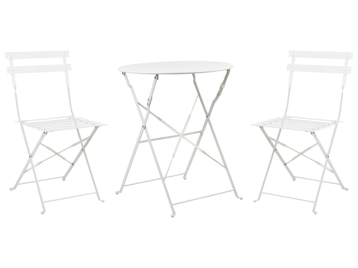 Salon de Jardin Bistrot Table et 2 Chaises en Acier Blanc Pliable avec Patins Fiori Salon de Jardin Bistrot Table et 2 Chaises en Acier Blanc Pliable avec Patins Fiori