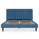 IDMarket - Lit Double Annie 140 x 190 cm Velours Bleu