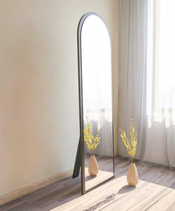 Dmora - Miroir Zaniah, Verre miroité, Objet d'ameublement Mural, Décoration avec Miroir, 50x2h160 cm, Noir