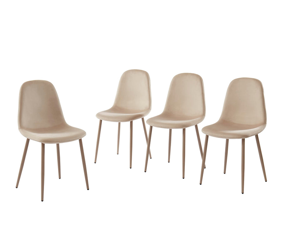 BAÏTA - Lot de 4 chaises Lena Velours Beige Pieds métal Beige BAÏTA - Lot de 4 chaises Lena Velours Beige Pieds métal Beige