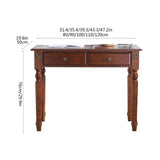 Table de Bureau Bois de caoutchouc stable PC Bureau à la maison Bureau avec 2 tiroirs de stockage Table d'étude de style de campagne simple, brun rustique Bureau d'ordinateur ( Color : 0.8 meters )