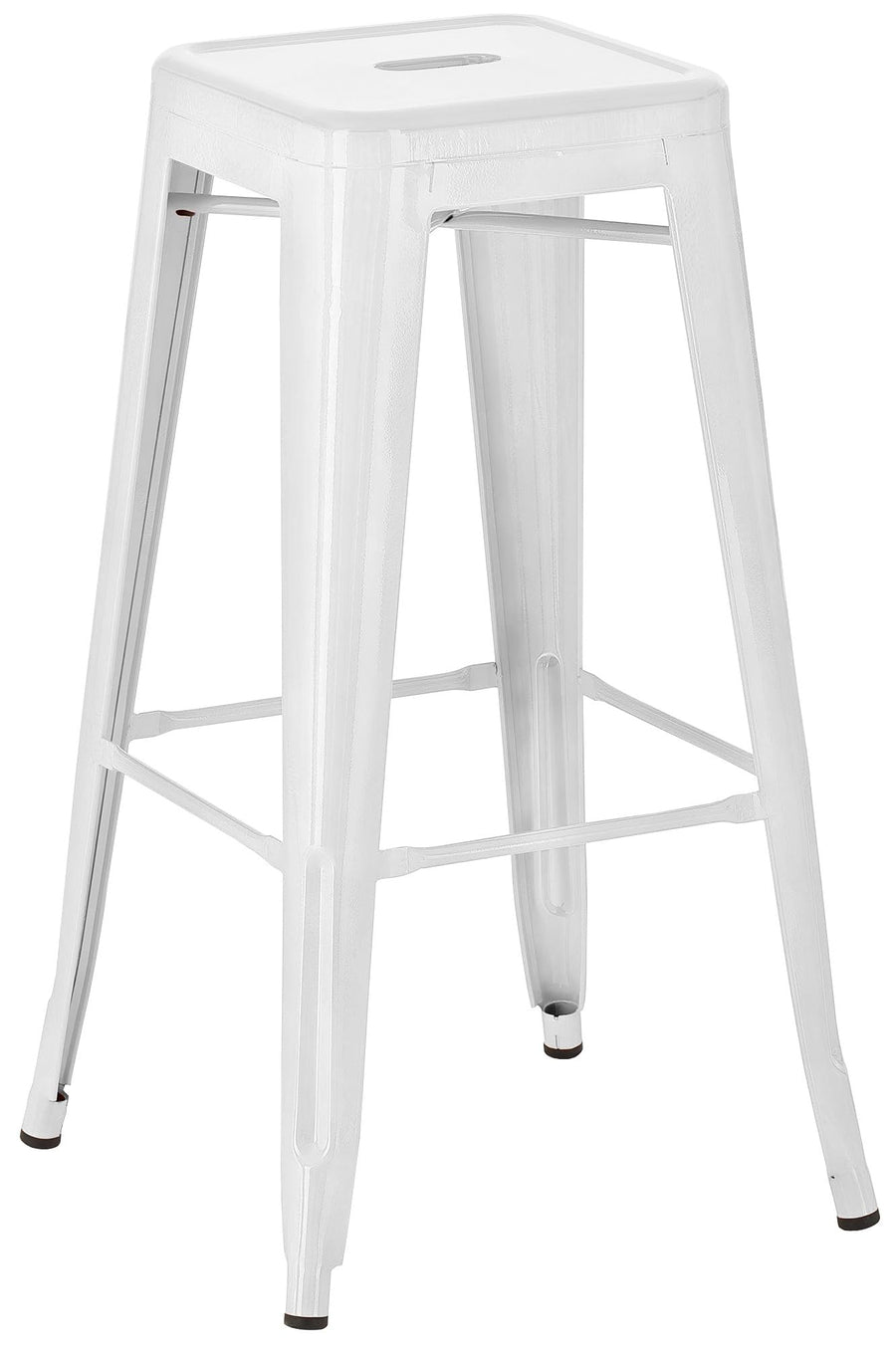 CLP Tabouret de Bar Joshua I Tabouret de Bar empilable en métal I Chaise de Bar avec Repose-Pieds I Hauteur d'assise 76 cm I Tabouret empilable, Couleur:Blanc