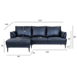 Furnhouse Ibbe Design - Canapé d'angle 3 places - En forme de L - Revêtement en cuir véritable - Ressorts ensachés - Rembourré - Pour le salon - Noir