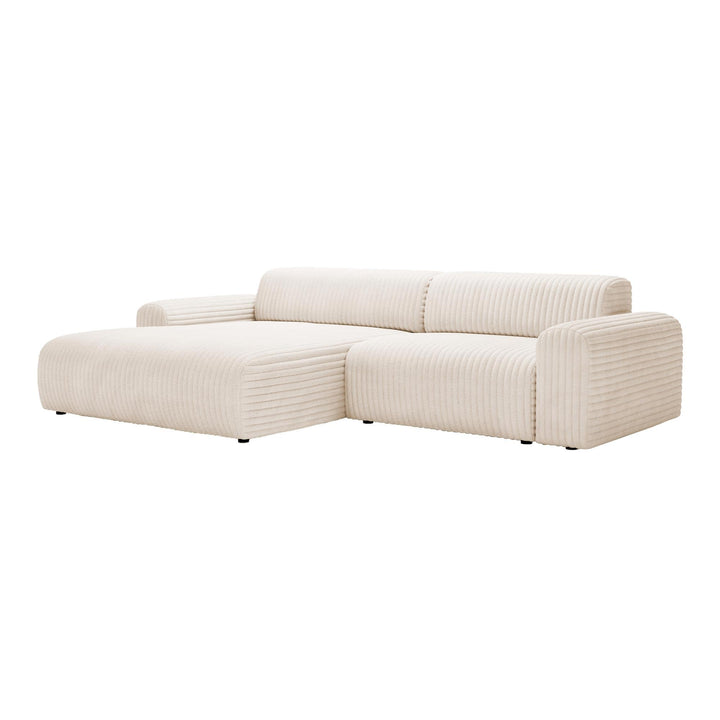 Mobilier-Deco Sofia - Canapé d Mobilier-Deco Sofia - Canapé d'angle en Velours Gros côtelé Blanc écru - Angle Gauche