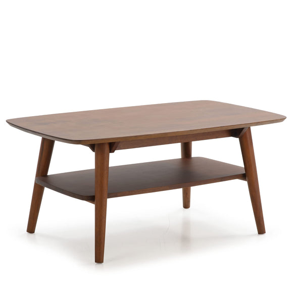 HOMN LIVING Table Basse Palma 1 Trou Couleur Noyer, Bois Massif, 100 cm (Largeur) 60 cm (Profondeur) 45 cm (Hauteur)