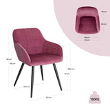 WOLTU 1 pièce Chaise de Salle à Manger Chaise de Cuisine rembourrée en Velours, Pied en métal,Bordeaux BH93bd-1