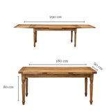 Biscottini Table à Manger Extensible 180x80x90 cm Made in Italy - Table Salle à Manger Extensible en Bois Massif - Table Bois Salle a Manger