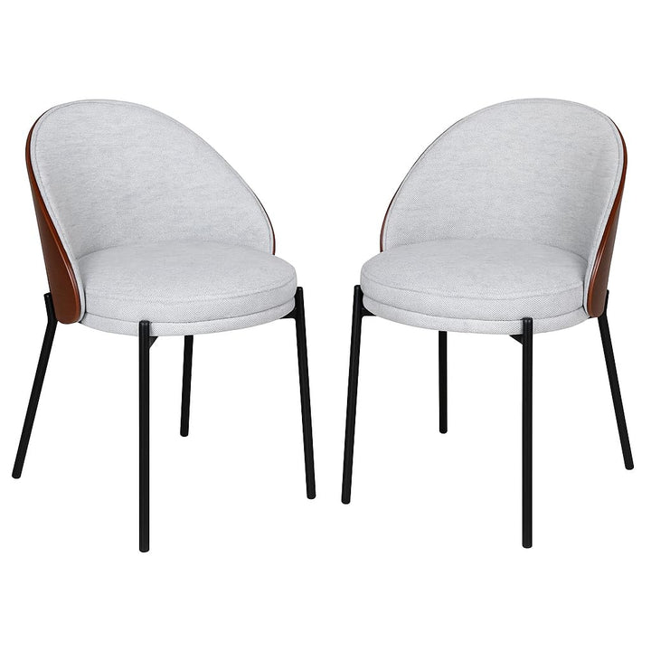 Canelas Dining Chair - Chaise de salle à manger en gris clair avec dossier marron foncé et pieds noirs - vendu par 2