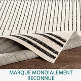 Livabliss Nairobi Tapis Géométrique Scandinave - Grand Tapis Salon, Salle à Manger, Chambre, Cuisine - Design Boheme Chic, Berbere Moderne, Poil Court 200x274 cm - Ivoire, Noir