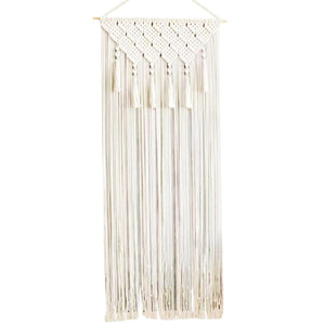 Macrame murd suspendu, décor de salle boho décoration murale de macrame 26x79 pouces rideau de porte macrame de coton avec gland, art mural boho tissé, pendaison murale de tapisserie pour portes, déc