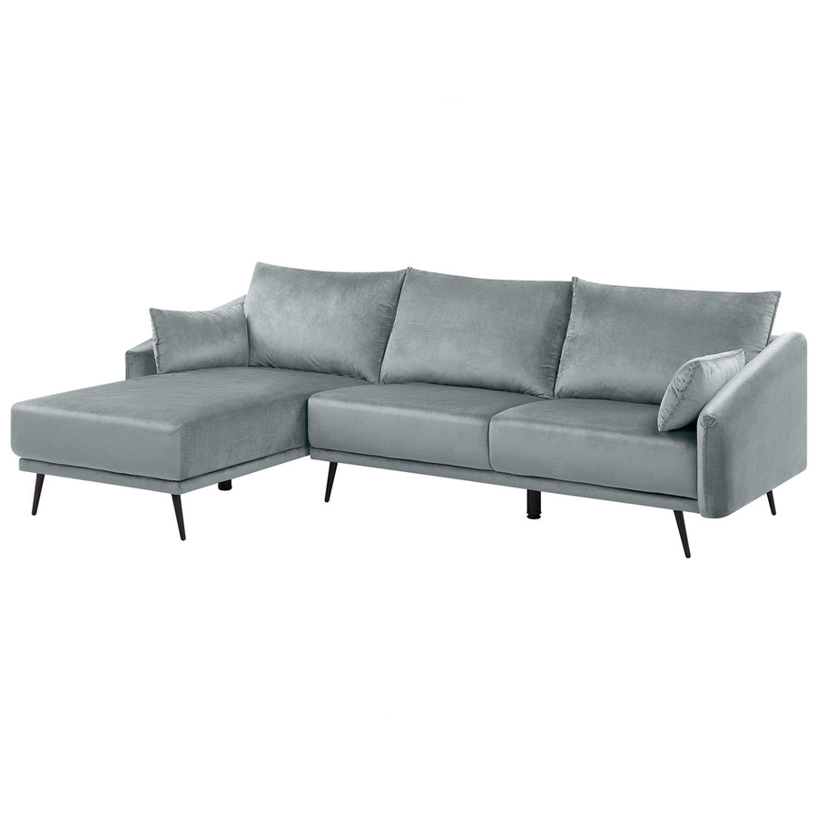 Canapé d Canapé d'Angle Côté Droit en Velours Gris de Qualité sur Pieds Noirs Design Chic et Élégant pour Salon Moderne et Glamour Beliani