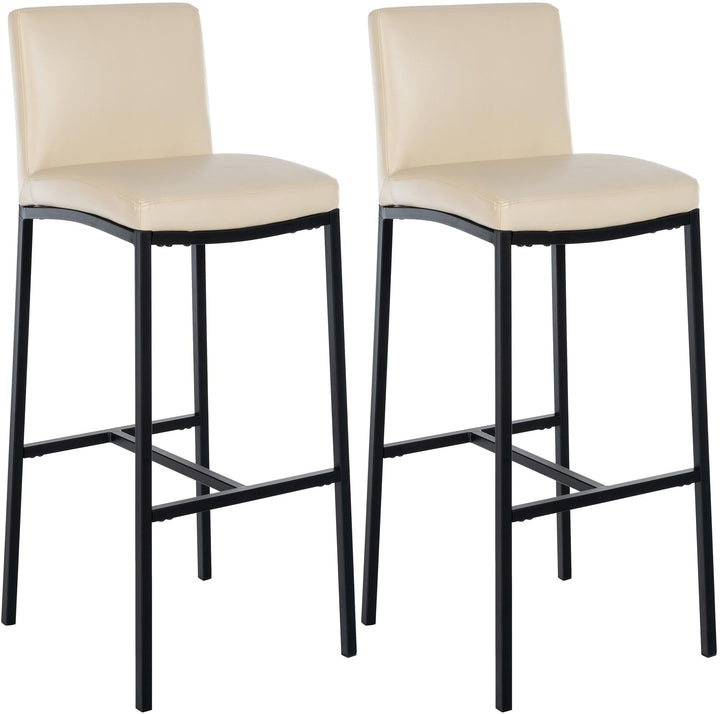 CLP Lot de 2 tabourets, chaises de Bar Freeport avec Dossier rembourré, Repose-Pieds en Similicuir et Tissu, Couleur:crème, Matériel:Similicuir