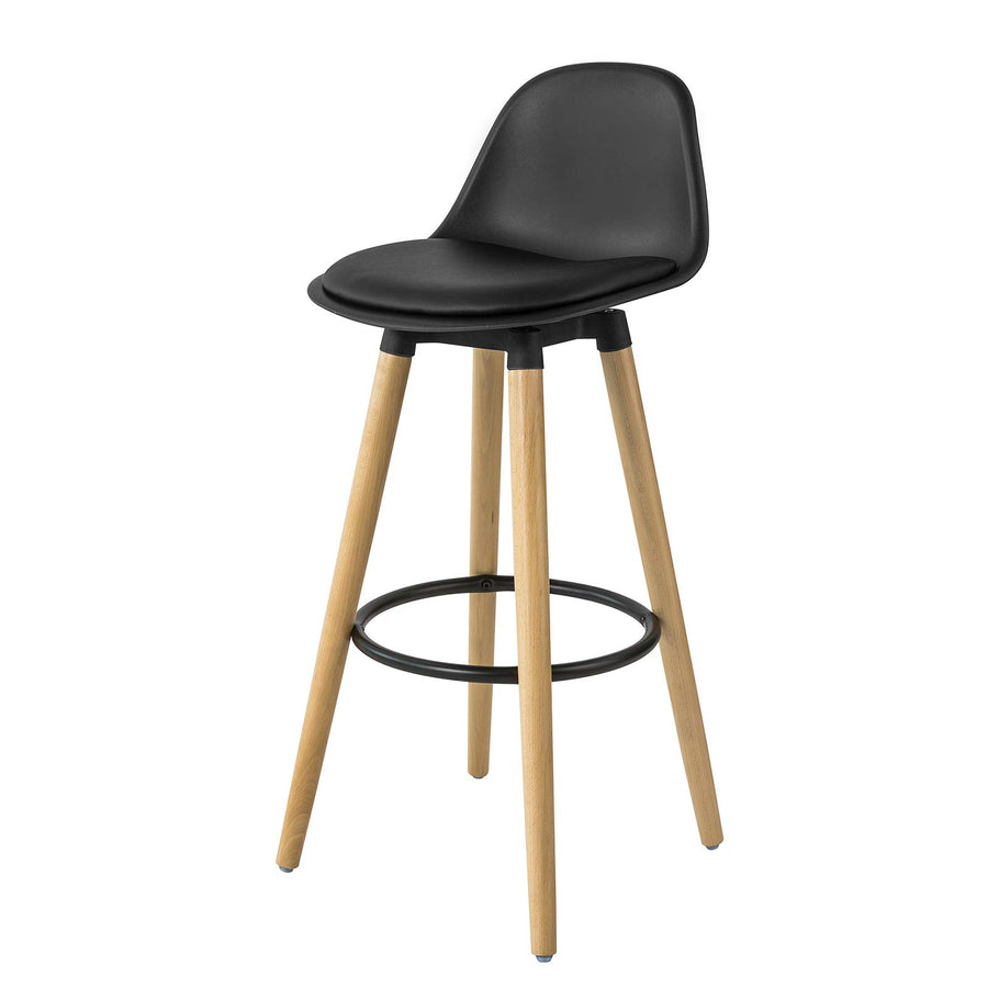 SoBuy® Tabouret de bar FST70-SCH avec assise rembourrée en cuir synthétique et pieds en bois de hêtre