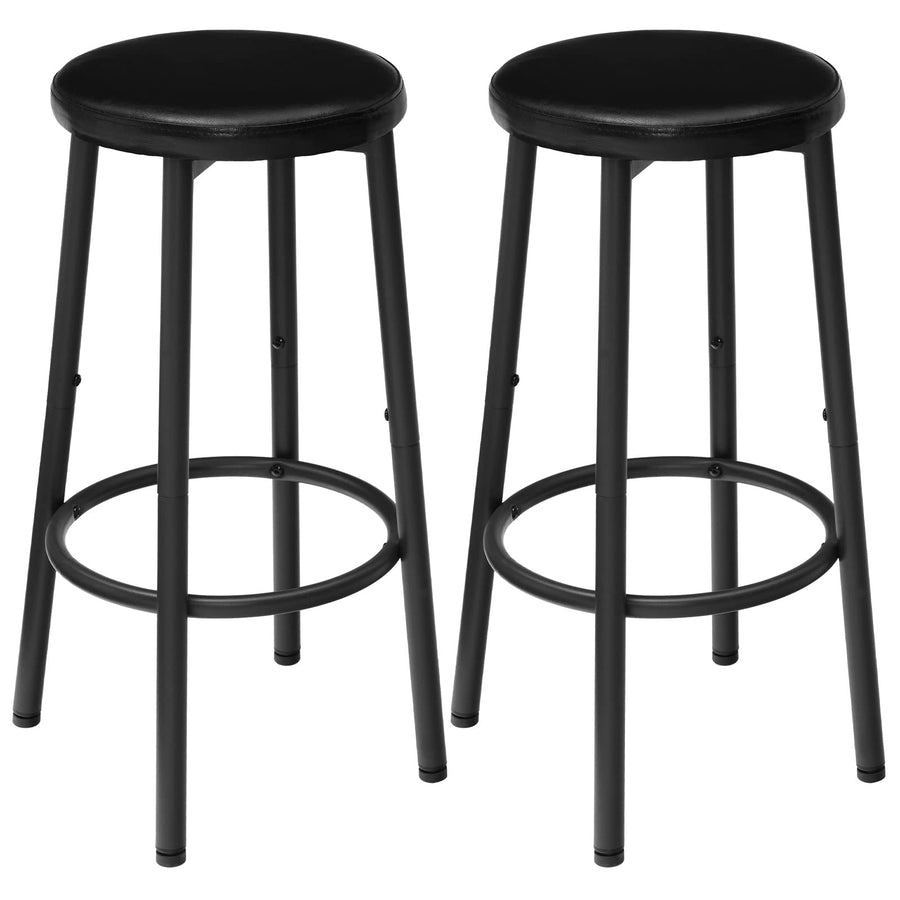 HOOBRO Lot de 2 Tabourets de Bar, Tabouret de Petit-déjeuner rembourrés en PU, Chaises Hautes avec Repose-Pieds, Facile à Assembler et à Nettoyer, pour Cuisine, Restaurant, Café, Noir EBB30BY01