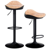YOUTASTE Tabouret de Bar Lot de 2 Tabourets de Cuisine Chaise Haute Réglable en Hauteur et Pivotant pour îlot de Cuisine et Bar, Surface en Cuir PU, Repose-Pieds (Motif Grain de Bois)