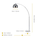 Lampadaire Arquer Arc Lampe De Sol Abat-jour Chrome Marbre Blanc VN-L00010-EU