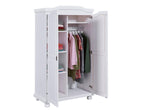 Inter Link – Armoire fonctionnelle – 2 portes – 5 niches – Avec penderie – Armoire en pin massif – Blanc vernis – Largeur :104cm Profondeur :56cm Hauteur : 180cm – Hedda