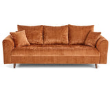 Lisa Design - Rune - canapé Droit 3 Places en Velours texturé, Rouille