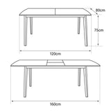 Happy Garden Table Extensible Helga 120 / 160cm Blanche. Table de Salle à Manger rectangulaire de Style scandinave pour 4 à 6 Personnes.