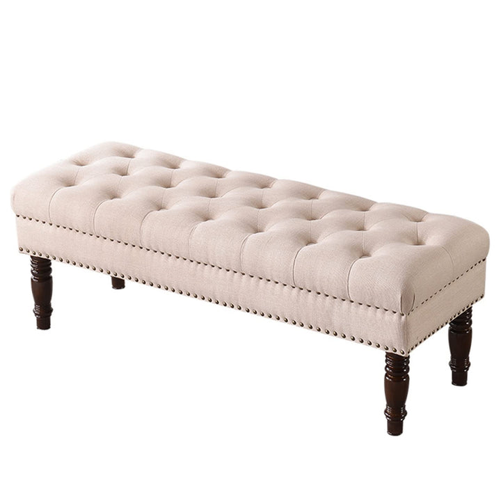 Générique Canapé de Banc d Générique Canapé de Banc d'entrée américain, Banc Ottoman rembourré en Lin avec Pieds en Bois, Banc de Fin de lit Luxueux de qualité supérieure(105x40x45cm(41x16x18), Off-White)