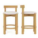 GIANTEX Lot de 2 Tabouret Bar Rembourrés, Repose-Pieds & Dossier Confortable, Pieds en Bois d'Hévéa, Chaise de Bar, Hauteur d'Assise 62 cm, Charge 150 kg, Chaise Haute Cuisine pour Cuisine, Naturel