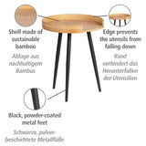 WENKO Petite table basse ronde, table d'appoint bout de canapé bois, pied métal noir, Bois Bambou, Ø 40 x 50 cm
