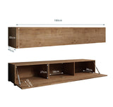 MB Muebles Bonitos, Meuble TV avec Pieds Aitana M2 pour Salon Moderne, Meuble Modulaire, Porte en PVC Mat, Structure en Mélamine Mate, Couleur Chêne, 180x32x40 cm