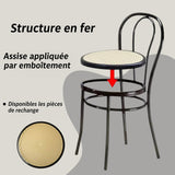 Tomaino - Chaise de cuisine en fer avec assise en paille - Ensemble de chaises de salle à manger Vienne (4, noir)