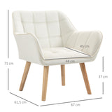 HOMCOM Fauteuil de salon Fauteuil à oreilles Fauteuil de relaxation avec pieds en caoutchouc, fauteuil de lecture avec aspect velours, fauteuil rembourré pour chambre à coucher, scandinave, blanc