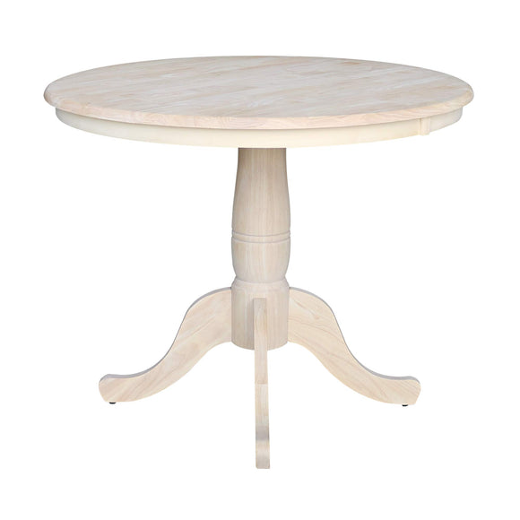 International Concepts IC Table de Salle à Manger Ronde en Bois véritable Massif, Bois de parawood Robuste, 91,4 cm, Brut