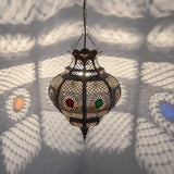 LORIENT Cleopatra Lampe orientale en métal avec effet vieilli de cuivre Marron 42 cm