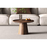 Meublorama Table Basse Ronde en Bois Massif Collection Jakarta - Style Ethnique et Design - Diamètre 65cm