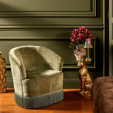 Paris Prix Atmosphera Créateur d'intérieur - Fauteuil Chenille à Franges Alanya 71cm Kaki