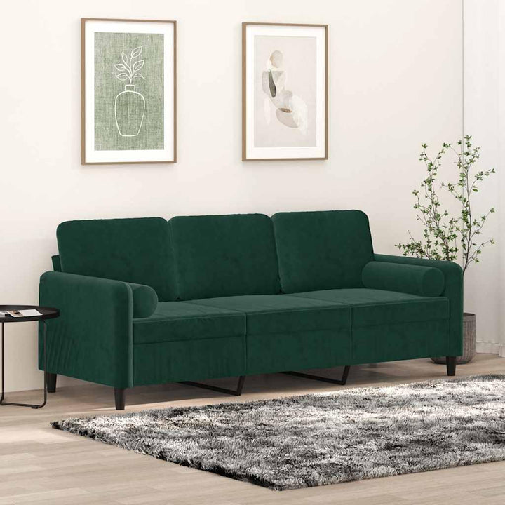 GFEROMRF Canapé 3 places en velours vert foncé 180 cm avec coussin décoratif GFEROMRF Canapé 3 places en velours vert foncé 180 cm avec coussin décoratif
