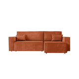 LOUNGITUDE - Canapé d'angle Convertible réversible avec Coffre en Velours côtelé Terracotta