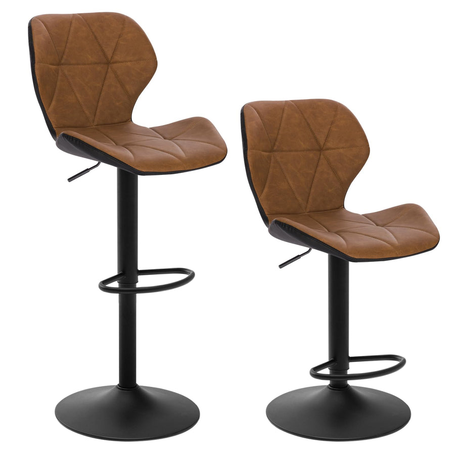 EUGAD Lot de 2 Tabouret de Bar réglable en Hauteur en Similicuir,Tabouret comptoir Style rétro,Brun 0662BY-2