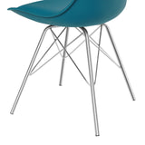 SAMPUR - Chaise Épura Design Rétro Scandinave de Salle à Manger et Bureau | Siège de Salon avec Coussin Intégré | Rembourrée avec Pieds en Acier - Bleu Canard