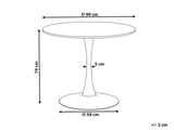 Beliani Table de Salle à Manger Industrielle Effet Marbre Noir Ronde MDF Base en Métal 90 cm Boca