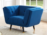 Vente-unique - Fauteuil Samantha II en Velours - Bleu Nuit