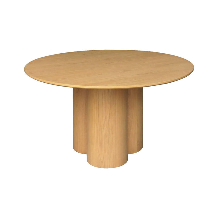 sweeek - Table à Manger Ronde Bois d sweeek - Table à Manger Ronde Bois d'hévéa et placage chêne Naturel 4 Places 130cm - Leonore